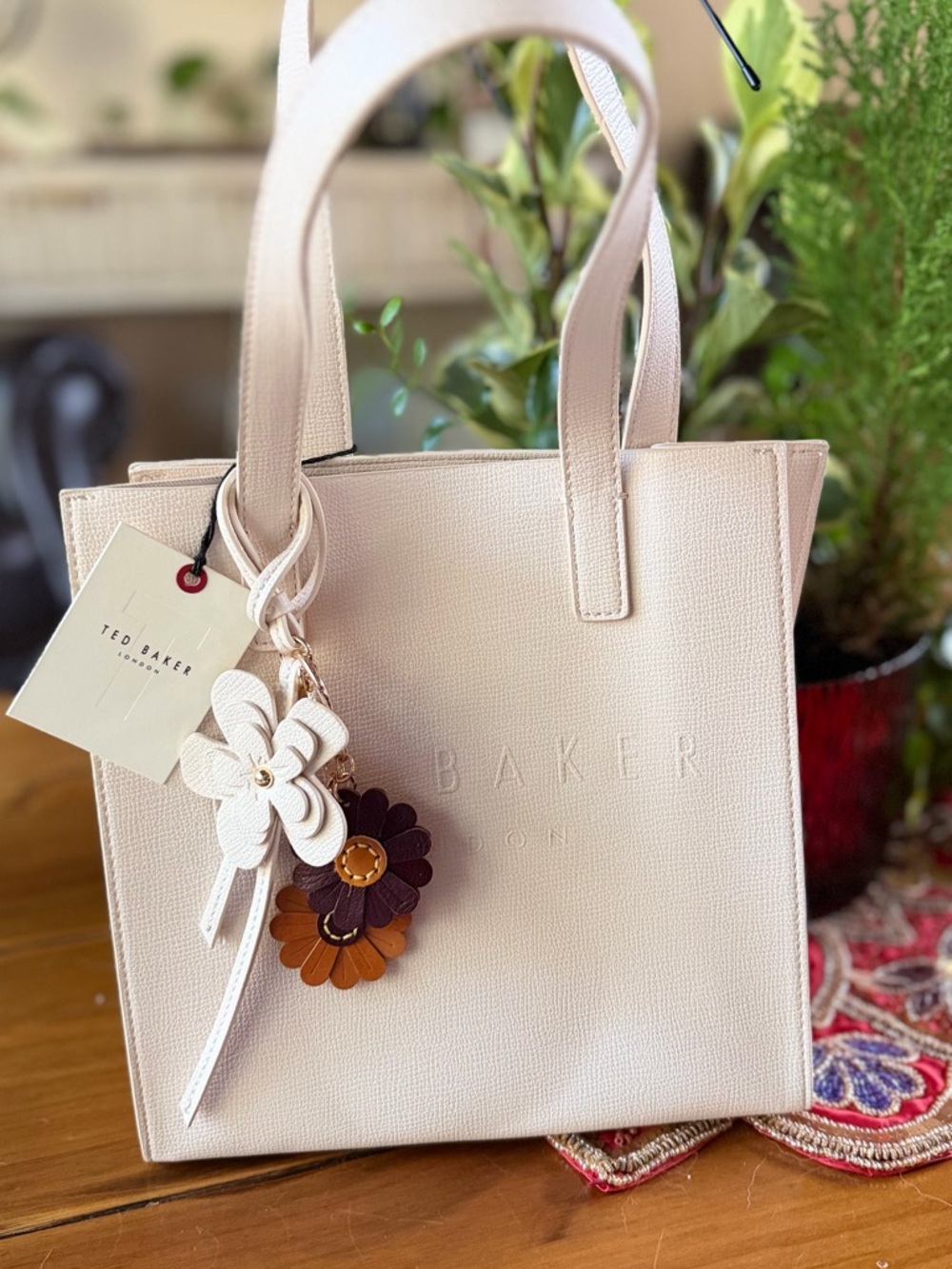 Ted Baker The Icon tote  Light ivory Tote with Floral Charms